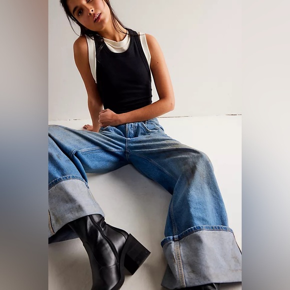 Free People We The Free Womens 30 Mudslide Final Countdown Boyfriend Jeans New - Picture 1 of 11